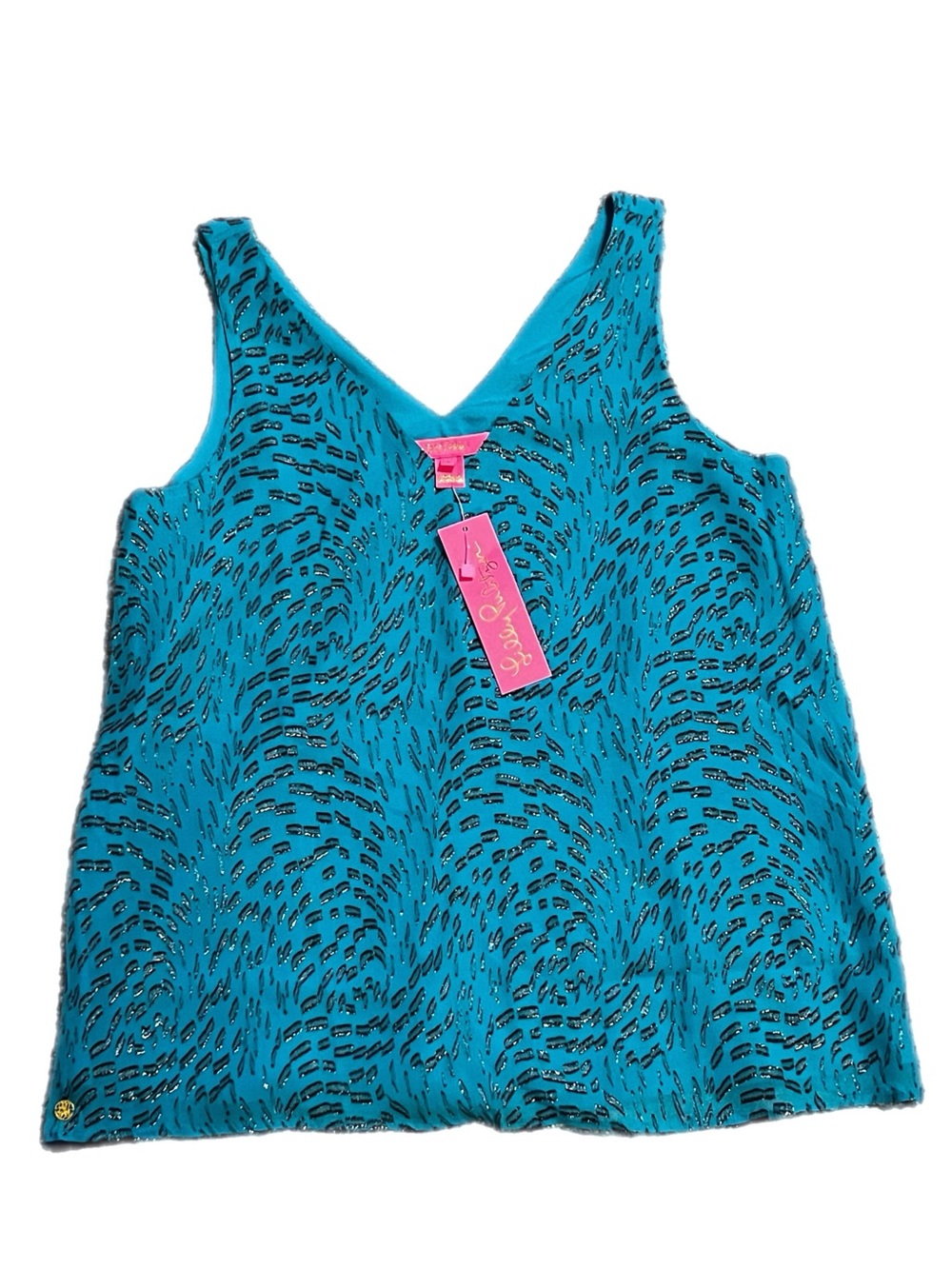 NWT Lilly Pulitzer Turquoise Blue Printed V-Neck Tank